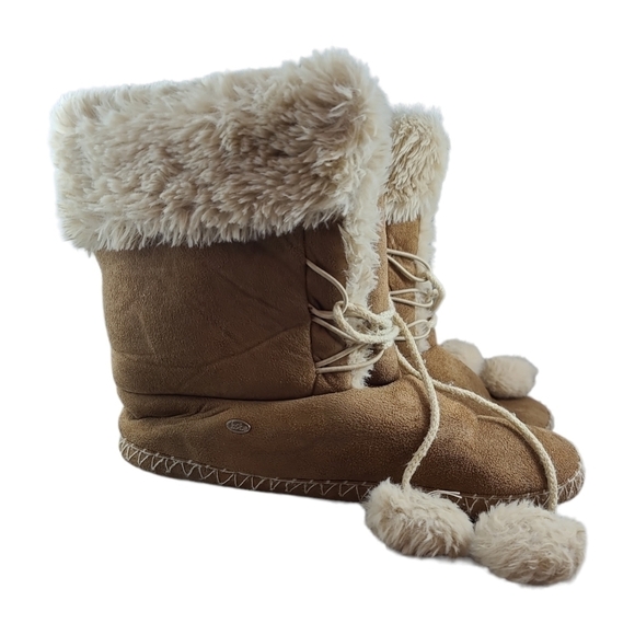 Kooba Faux Fur Pom Pom Tassel Slipper Boots Shoes - Picture 2 of 9